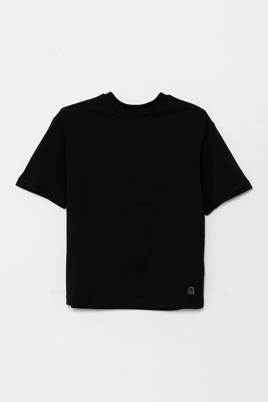 United Colors of Benetton tricou de bumbac pentru copii uni negru 35RYC10NC.G.Seasonal