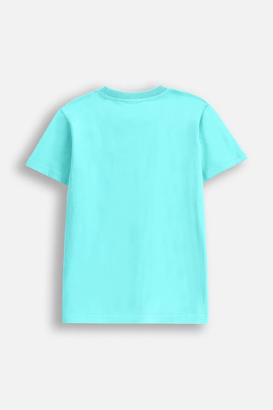 Dječja pamučna majica kratkih rukava Coccodrillo WC5143210VBA tirkizna SS25