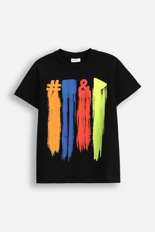 Coccodrillo t-shirt bawełniany dziecięcy nadruk czarny WC5143215VBA