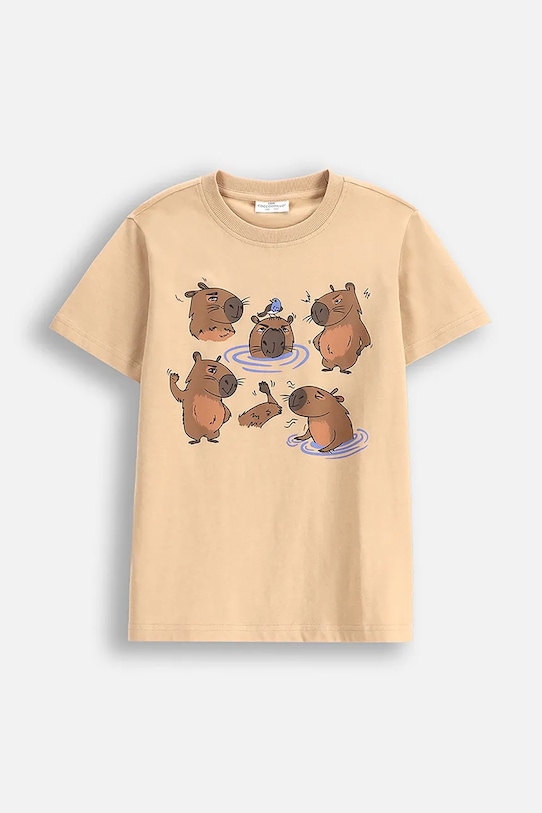 Детская хлопковая футболка Coccodrillo хлопок бежевый WC5143225VBA