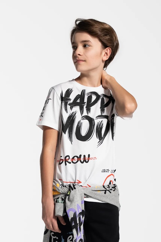 Detské bavlnené tričko Coccodrillo bavlna biela WC5143203SBJ