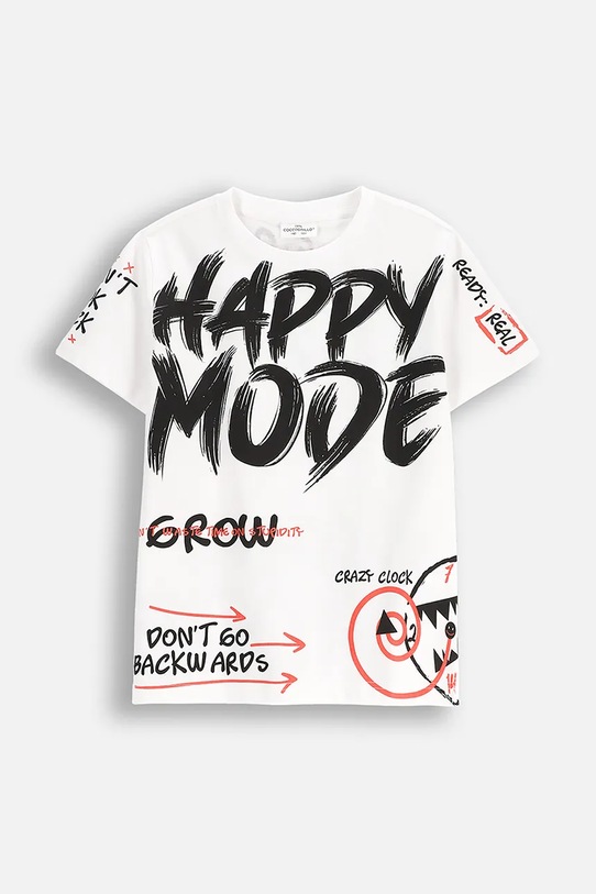 Detské bavlnené tričko Coccodrillo WC5143203SBJ biela SS25