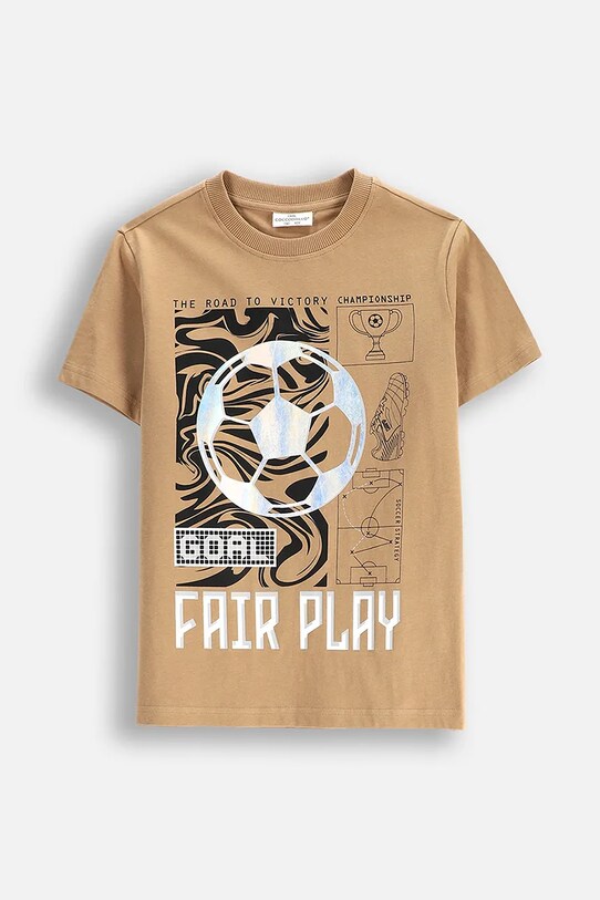 Детская хлопковая футболка Coccodrillo хлопок бежевый WC5143202MBJ