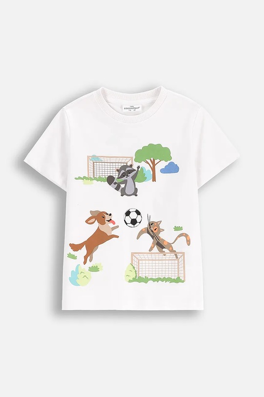 Coccodrillo t-shirt bawełniany dziecięcy nadruk biały WC5143201MBK