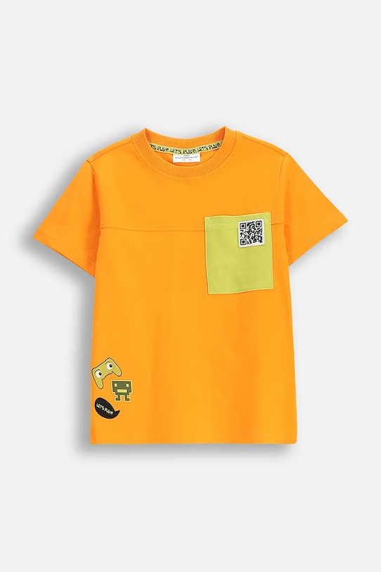 Coccodrillo t-shirt bawełniany dziecięcy WC5143203GBK pomarańczowy SS25