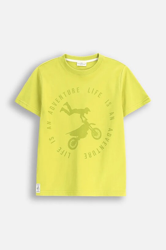 Παιδικό βαμβακερό μπλουζάκι Coccodrillo στάμπα πράσινο WC5143208VBB