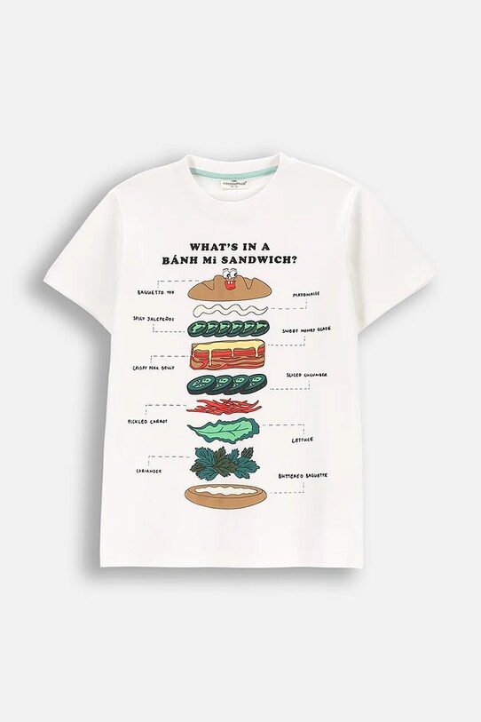Coccodrillo t-shirt bawełniany dziecięcy nadruk biały WC5143210VBB