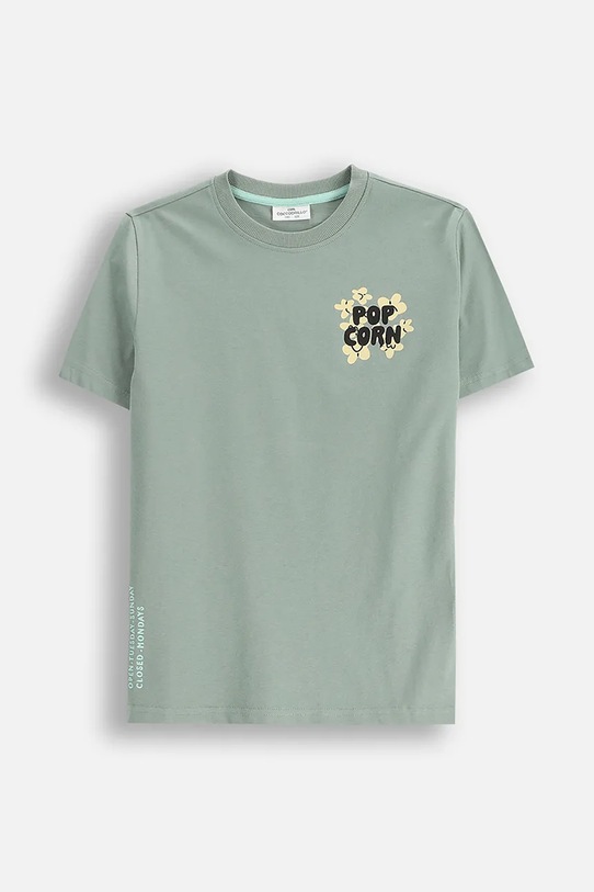 Coccodrillo t-shirt bawełniany dziecięcy nadruk zielony WC5143212VBB