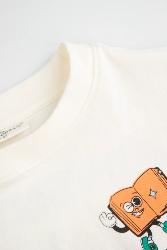 Dječaci Dječja pamučna majica kratkih rukava Coccodrillo WC5143222VBB bež