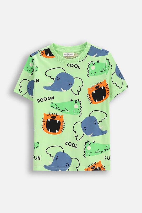 Coccodrillo t-shirt bawełniany dziecięcy wzorzyste zielony WC5143208VBD