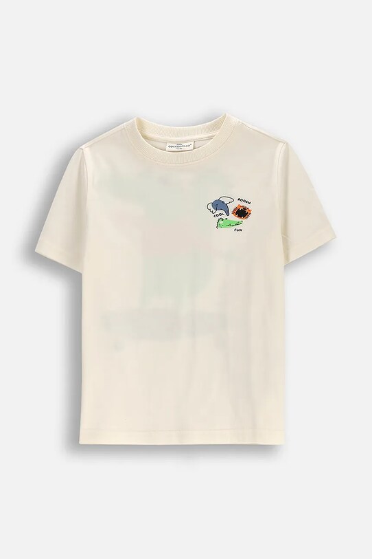 Coccodrillo t-shirt bawełniany dziecięcy nadruk beżowy WC5143209VBD