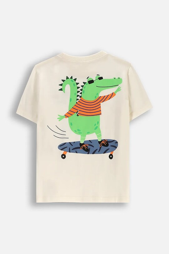Coccodrillo t-shirt bawełniany dziecięcy WC5143209VBD beżowy SS25