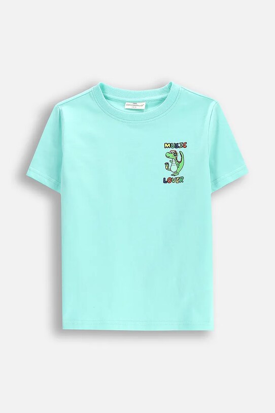 Coccodrillo t-shirt bawełniany dziecięcy nadruk turkusowy WC5143212VBD
