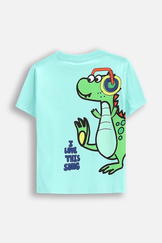 Coccodrillo t-shirt bawełniany dziecięcy WC5143212VBD turkusowy SS25