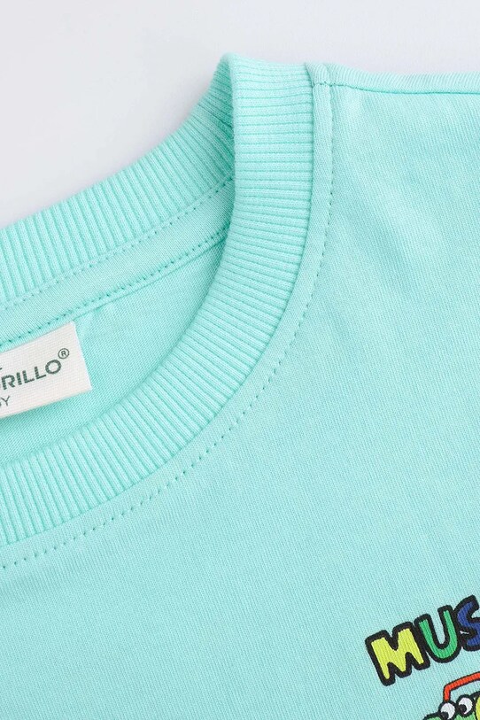 Chłopiec Coccodrillo t-shirt bawełniany dziecięcy WC5143212VBD turkusowy