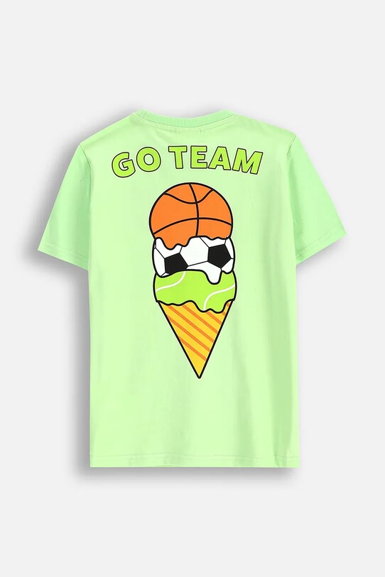 Coccodrillo t-shirt bawełniany dziecięcy WC5143213VBD zielony SS25