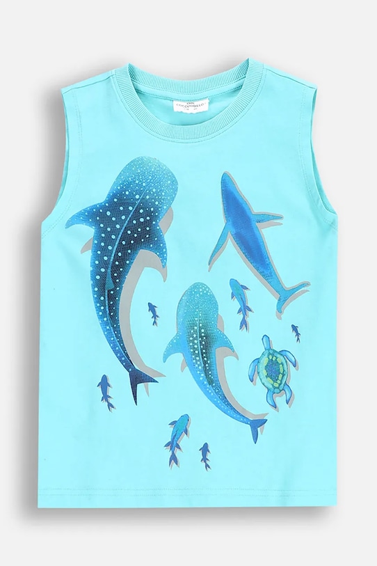 Coccodrillo t-shirt bez rękawów okrągły turkusowy WC5143302IBK