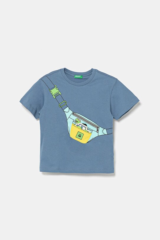 United Colors of Benetton tricou din bumbac imprimeu albastru 3I1XG10J6.P.Seasonal