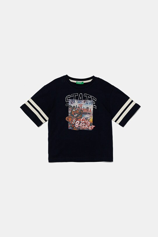 United Colors of Benetton tricou de bumbac pentru copii print bleumarin 3I1XG10IM.P.Seasonal
