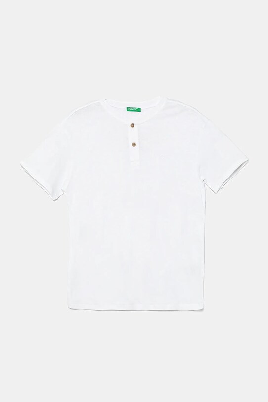 United Colors of Benetton tricou din amestec de in pentru copii uni alb 3F4JC10NN.G.Seasonal
