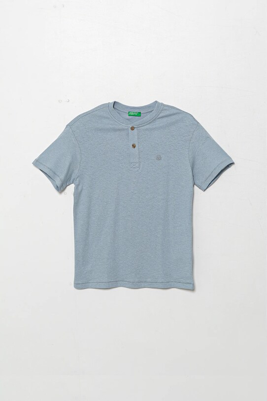 Dětské tričko s příměsí lnu United Colors of Benetton s příměsí lnu modrá 3F4JC10NN.G.Seasonal