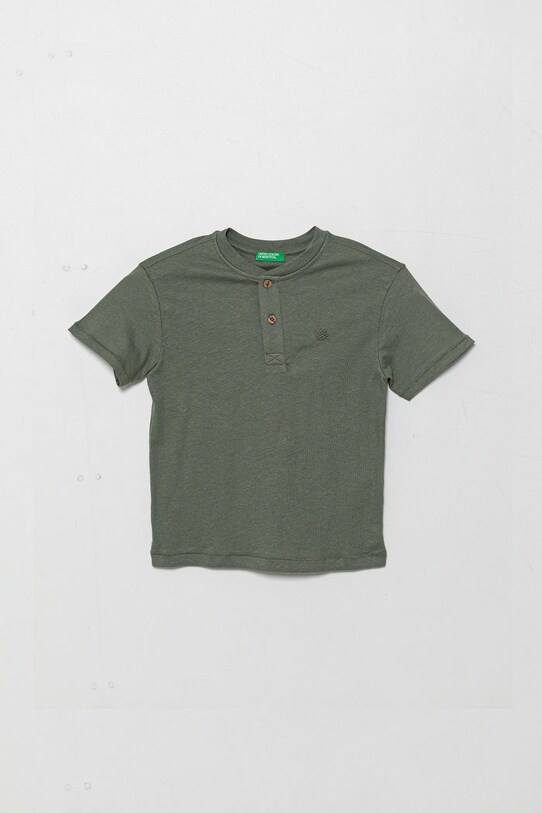 United Colors of Benetton tricou din amestec de in pentru copii uni verde 3F4JC10NN.G.Seasonal