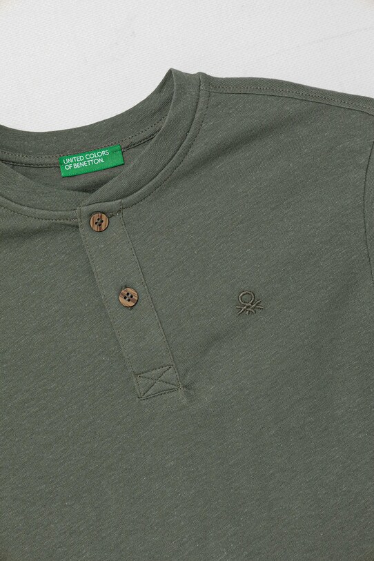 Băieți United Colors of Benetton tricou din amestec de in pentru copii 3F4JC10NN.G.Seasonal verde