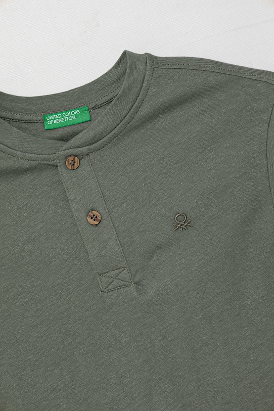 CHLAPEC Dětské tričko s příměsí lnu United Colors of Benetton 3F4JC10NN.G.Seasonal zelená