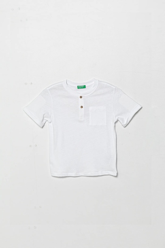 United Colors of Benetton tricou din amestec de in pentru copii uni alb 3F4JG10IF.P.Seasonal