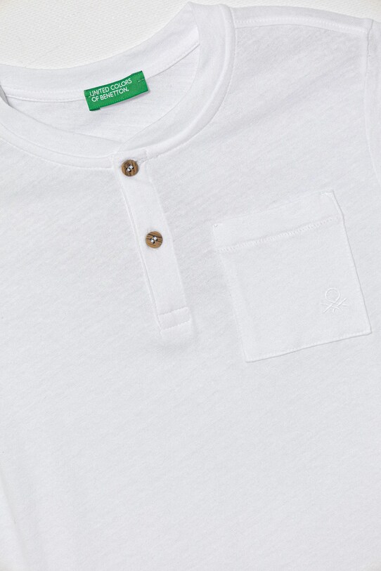 Chłopiec United Colors of Benetton t-shirt z domieszką lnu dziecięcy 3F4JG10IF.P.Seasonal biały