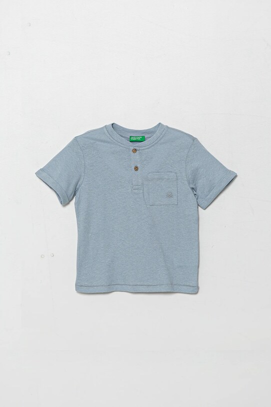 United Colors of Benetton tricou din amestec de in pentru copii uni albastru 3F4JG10IF.P.Seasonal