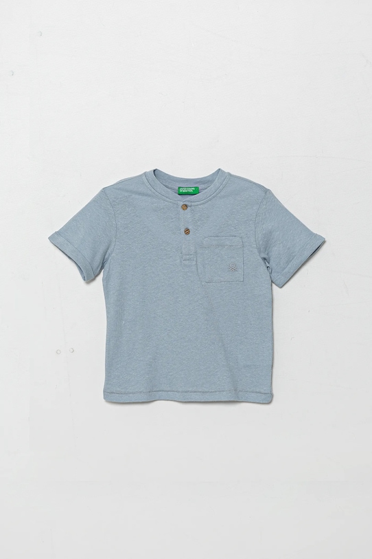 Dětské tričko s příměsí lnu United Colors of Benetton s příměsí lnu modrá 3F4JG10IF.P.Seasonal