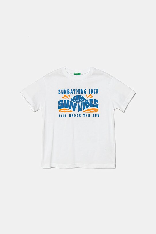 United Colors of Benetton t-shirt bawełniany dziecięcy nadruk biały 3JERC10PE.G.Seasonal