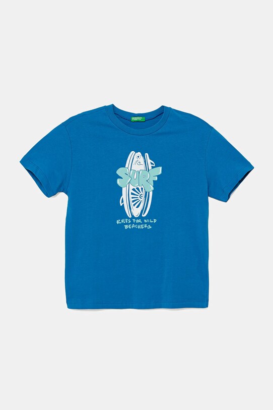 United Colors of Benetton tricou de bumbac pentru copii print albastru 3JERC10PE.G.Seasonal