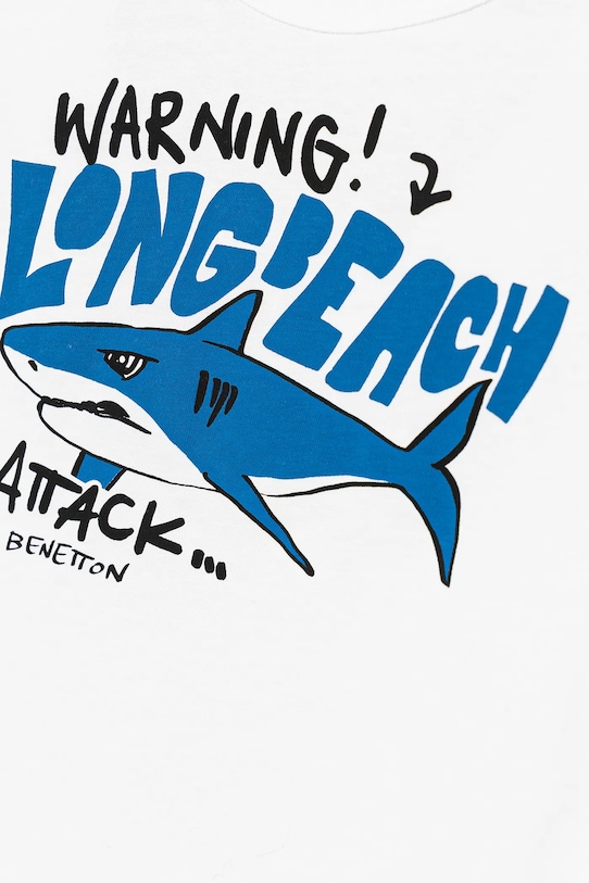 Băieți United Colors of Benetton tricou de bumbac pentru copii 3JERG10JQ.P.Seasonal alb