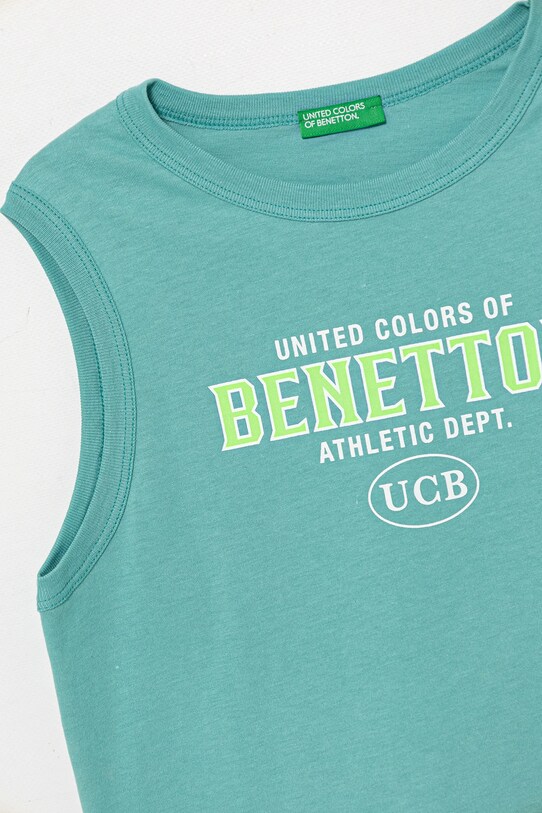 Detský bavlnený top United Colors of Benetton 3I1XCH01W.G.Seasonal tyrkysová SS25