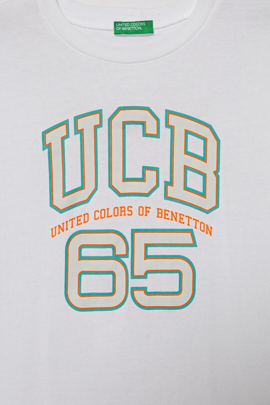 Băieți United Colors of Benetton tricou de bumbac pentru copii 3I1XC10OO.G.Seasonal alb