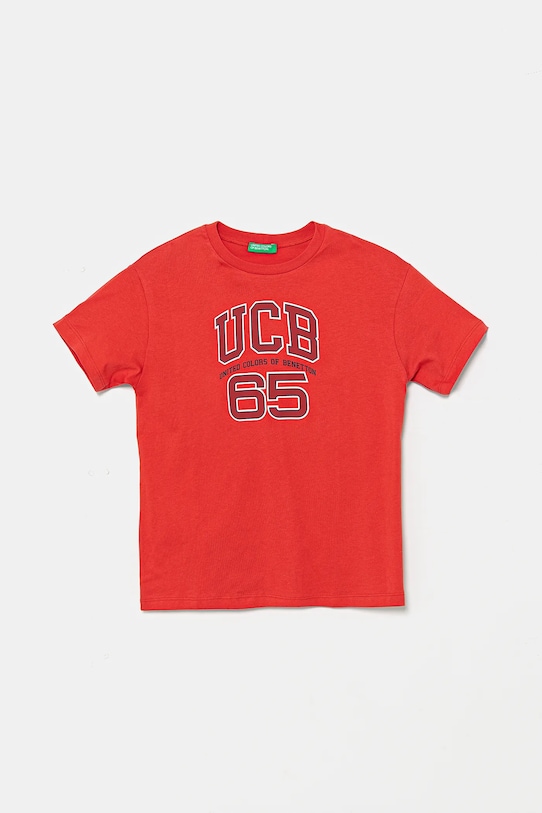 United Colors of Benetton t-shirt bawełniany dziecięcy nadruk czerwony 3I1XC10OO.G.Seasonal