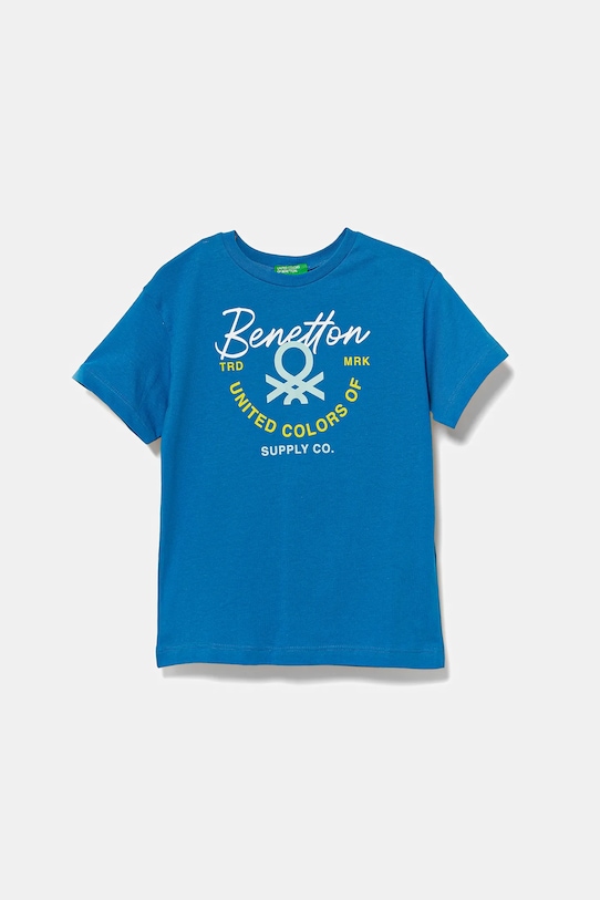 United Colors of Benetton tricou de bumbac pentru copii print albastru 3I1XC10OO.G.Seasonal