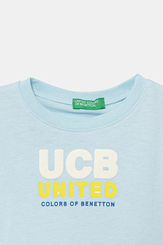 Băieți United Colors of Benetton tricou de bumbac pentru copii 3I1XG10JO.P.Seasonal albastru