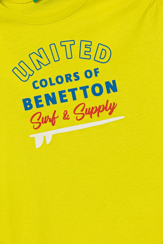 United Colors of Benetton tricou de bumbac pentru copii 3I1XG10JO.P.Seasonal verde SS25