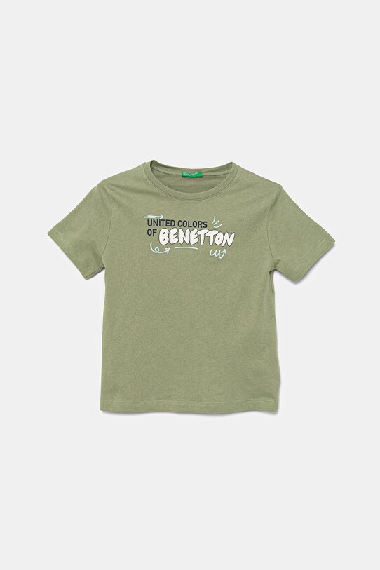 United Colors of Benetton t-shirt bawełniany dziecięcy nadruk zielony 3I1XG10JO.P.Seasonal
