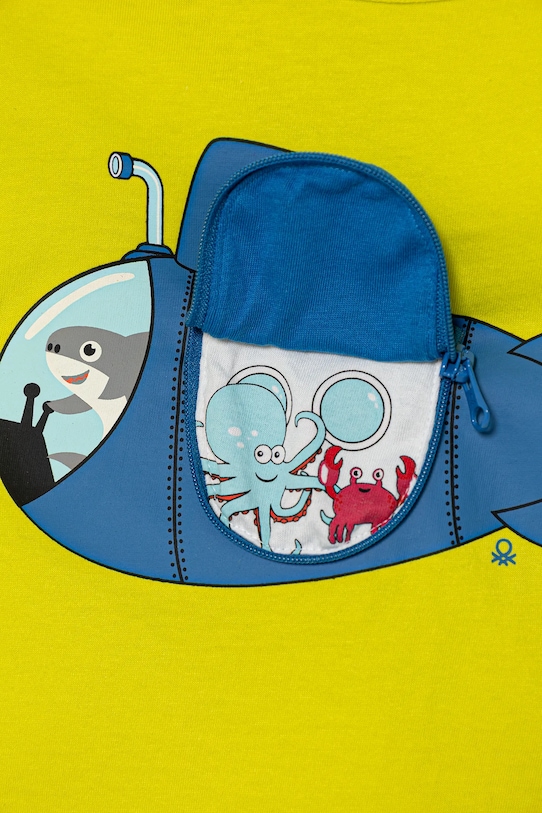 Αγορίστικα Παιδικό βαμβακερό μπλουζάκι United Colors of Benetton 3I1XG10JL.P.Seasonal κίτρινο