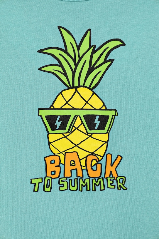 Παιδικό βαμβακερό μπλουζάκι United Colors of Benetton 3I1XG10JM.P.Seasonal τιρκουάζ SS25