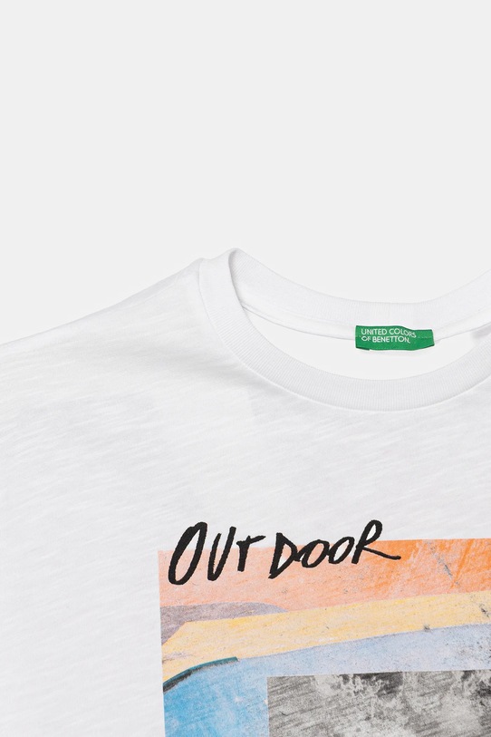 Băieți United Colors of Benetton tricou de bumbac pentru copii 3SLUC10P8.G.Seasonal alb