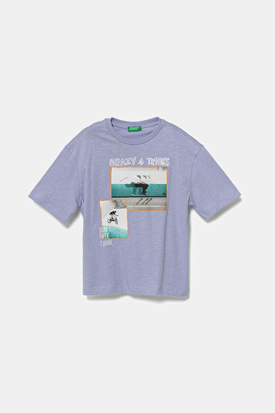 United Colors of Benetton tricou de bumbac pentru copii print violet 3SLUC10P8.G.Seasonal