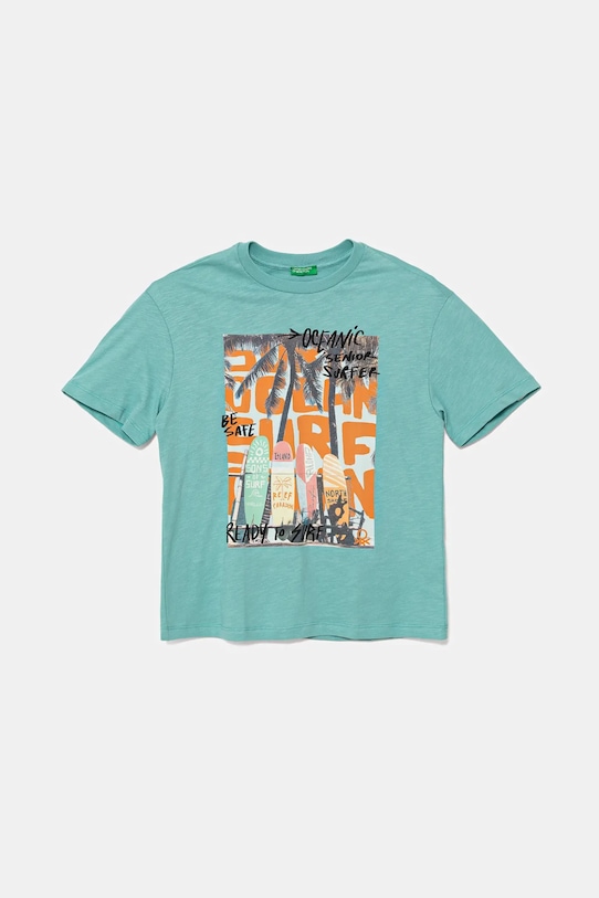 Dječja pamučna majica kratkih rukava United Colors of Benetton pamuk tirkizna 3SLUC10P8.G.Seasonal