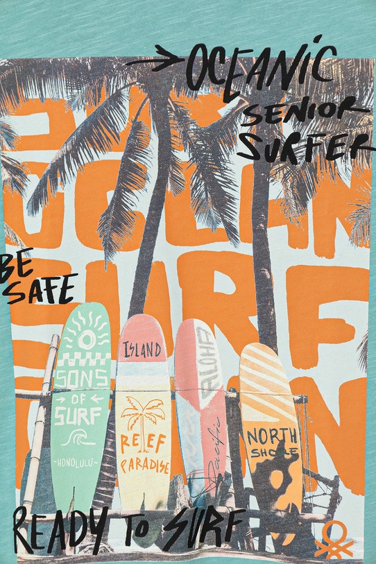 Dječaci Dječja pamučna majica kratkih rukava United Colors of Benetton 3SLUC10P8.G.Seasonal tirkizna