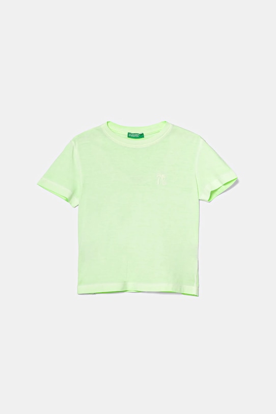 United Colors of Benetton tricou de bumbac pentru copii uni verde 3085G10JP.P.Seasonal