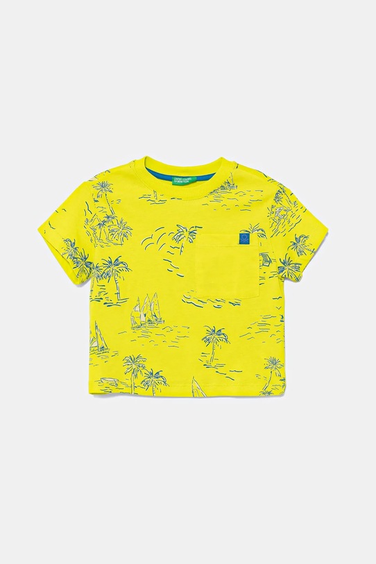 United Colors of Benetton t-shirt bawełniany dziecięcy wzorzyste żółty 3PDQG10JN.P.Seasonal